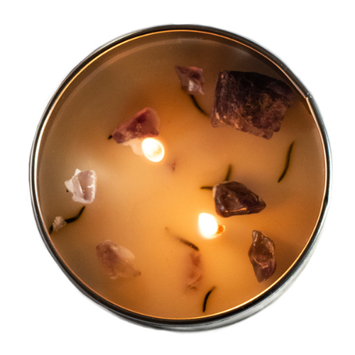 Rosemary Smudge Candle (Set of 3) Soy Wax Candle with Crystals Hem