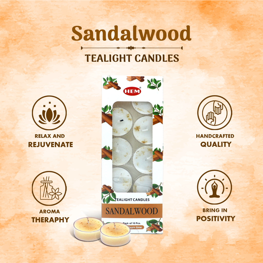 Sandalwood Tealight Candle - (10 Candles)