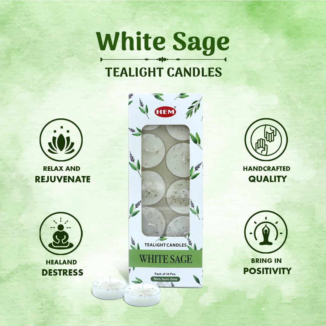 White Sage Tealight Candle - (10 Candles)