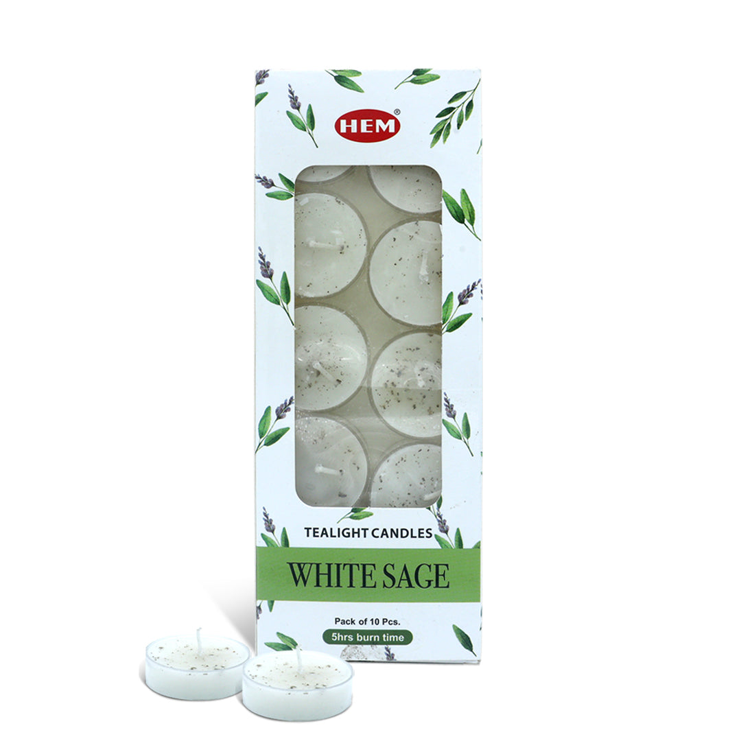 White Sage Tealight Candle - (10 Candles)