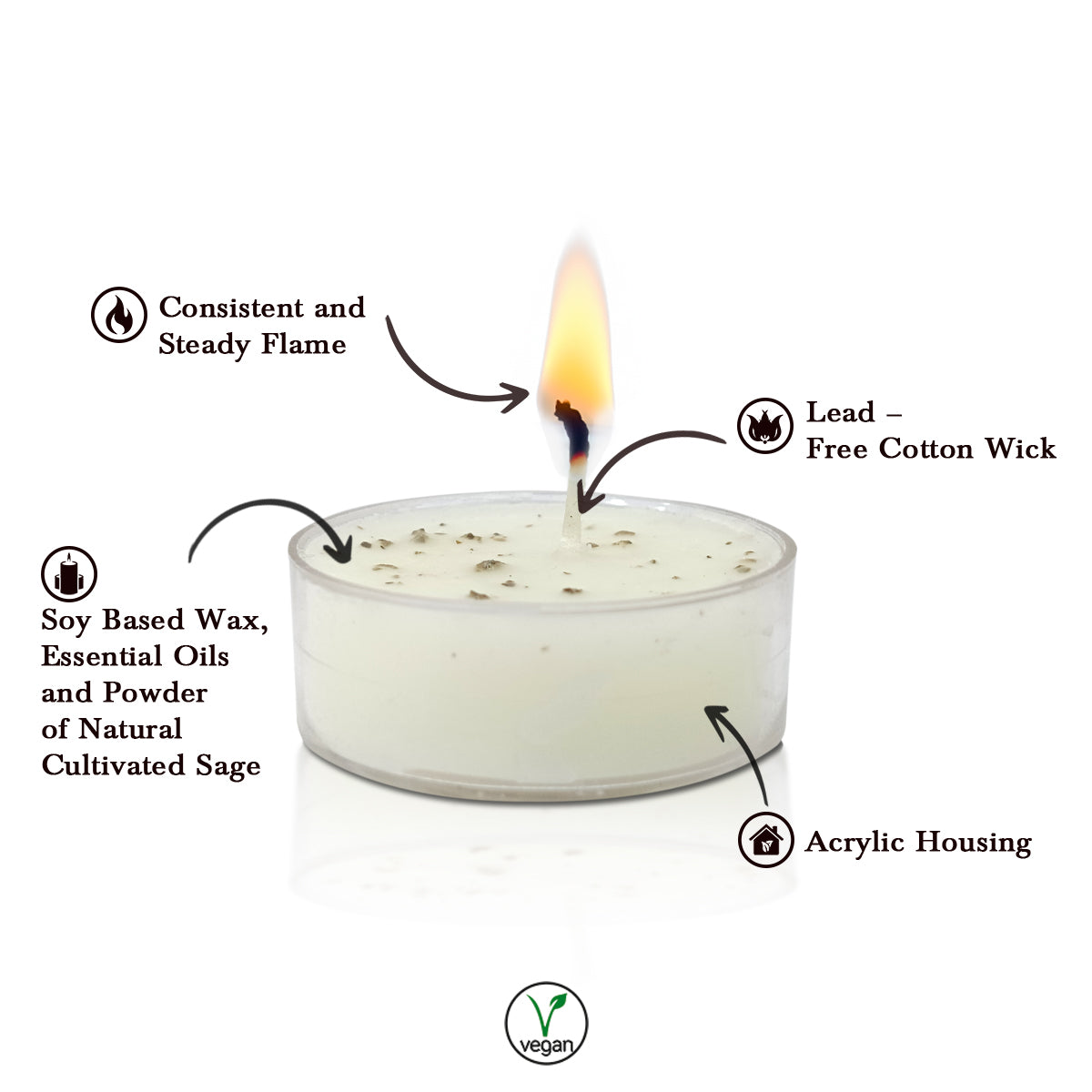 White Sage Tealight Candle - (10 Candles)