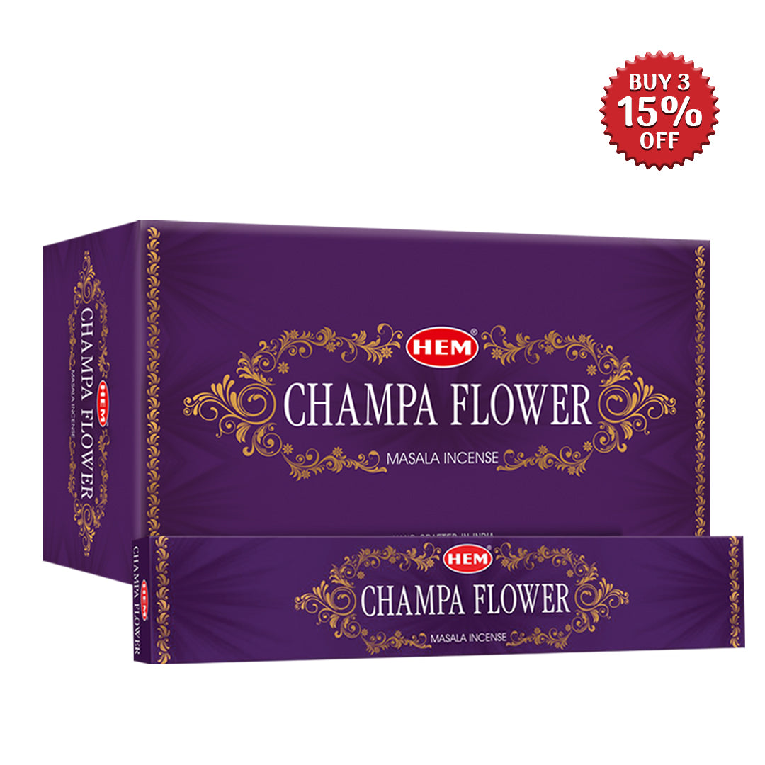 HEM Champa Flower Masala Incense Sticks (12 Packets 15g Each)