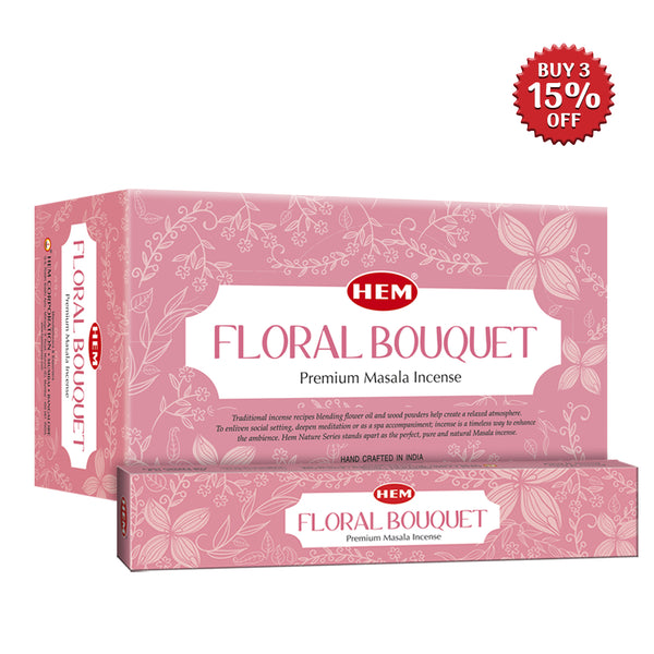 HEM Floral Bouquet Premium Masala Incense Sticks (12 Packets 15g Each)