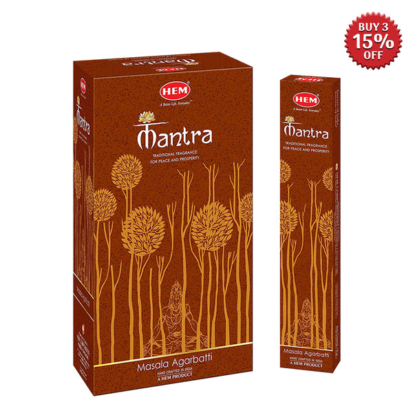 HEM Mantra Masala Incense Sticks - 12 Packets (15g Each)