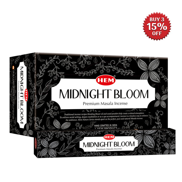 HEM Midnight Bloom Premium Masala Incense Sticks (12 Packets 15g Each)