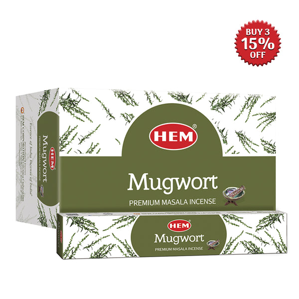 HEM Mugwort Premium Masala Incense Sticks (12 Packets 15g Each)