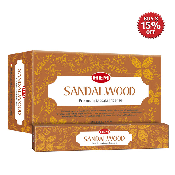 HEM Premium Sandalwood Masala Incense Sticks (12 Packets 15g Each)