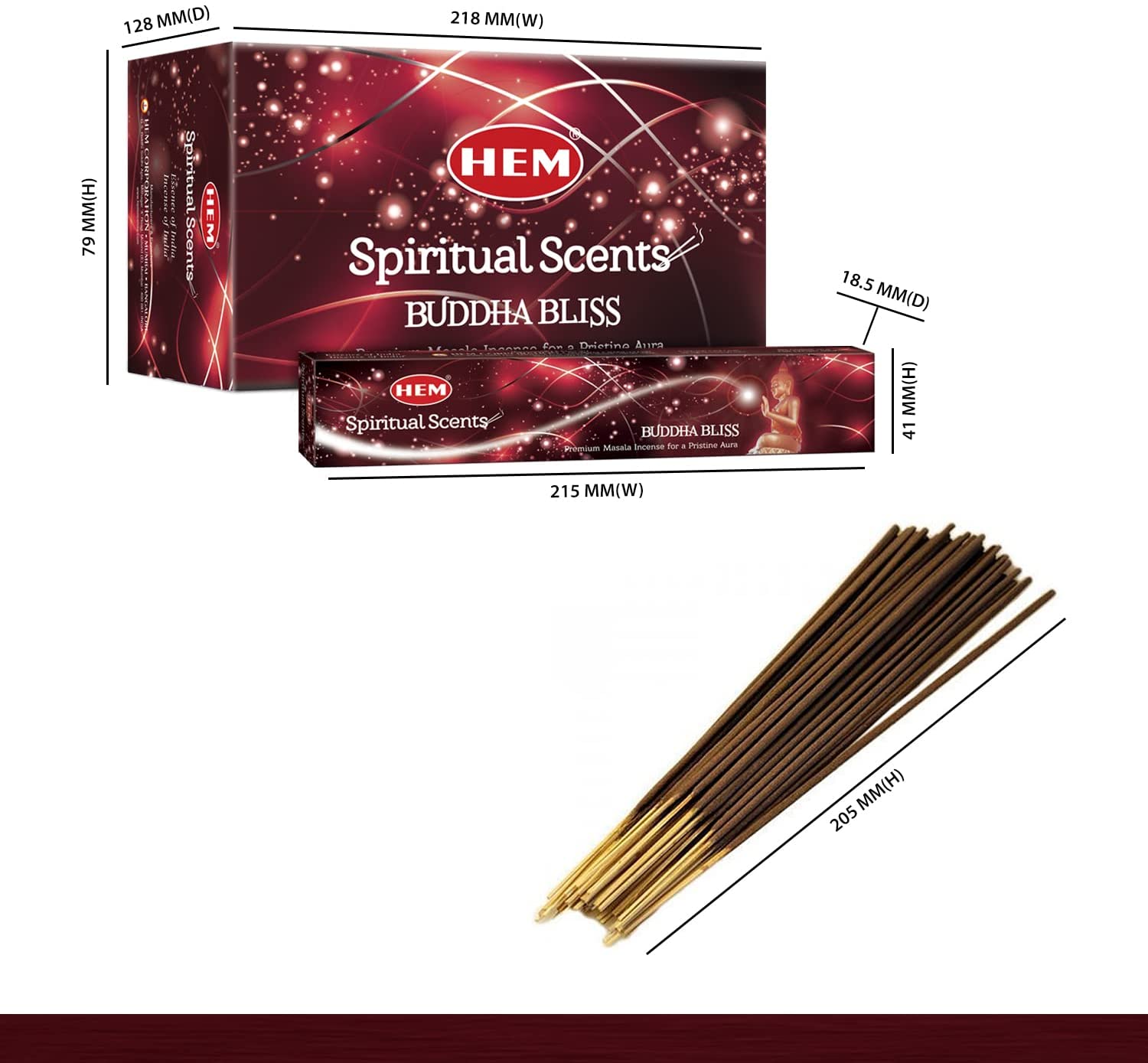 HEM Buddha Bliss Incense Sticks - 12 Packets (15g Each) - Natural Masala Meditation Incense Sticks