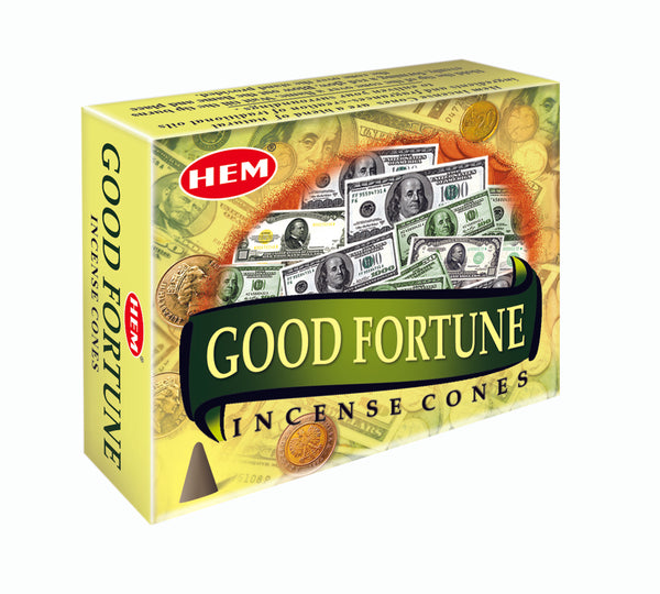 GOOD FORTUNE INCENSE CONES 12 PACKETS OF 10 CONES EACH