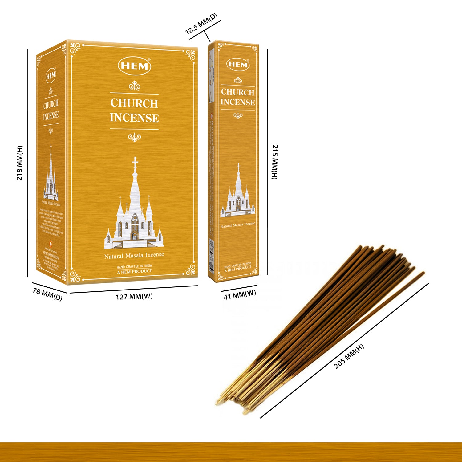 HEM Catholic Church Natural Masala Incense Sticks - 12 Packets (15g Each)